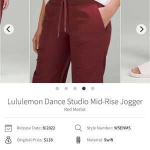 lululemon athletica Women's Dance Studio Jogger - Red Merlot Size 6